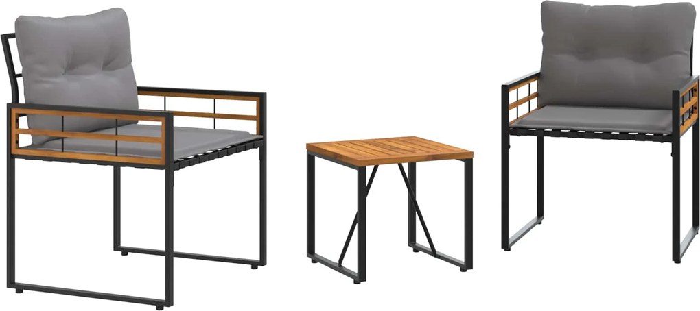 vidaXL Kültéri Bútor Szett párnával 3 pcs Világosszürke