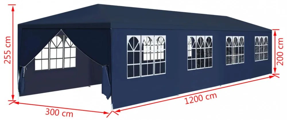 kék kerti pavilon 3 x 12 m