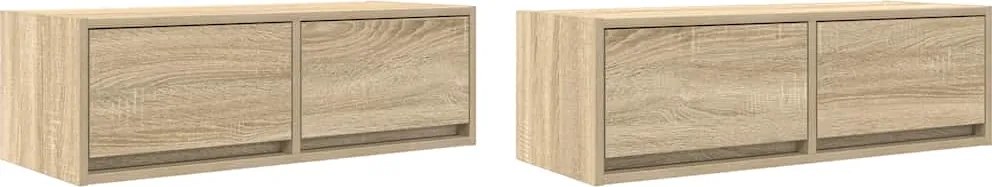 vidaXL 2 db sonoma tölgy színű szerelt fa TV-szekrény 80x31x25,5 cm
