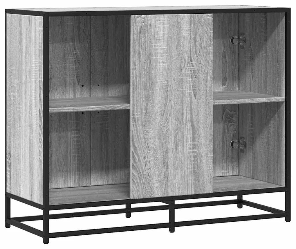 szürke sonoma színű szerelt fa tálalószekrény 94x35x76 cm