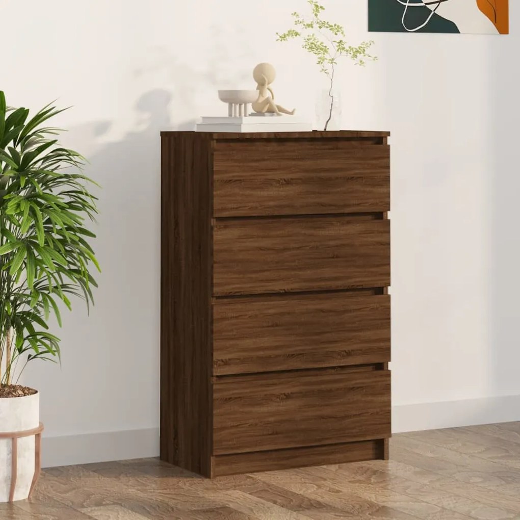 barna tölgyszínű szerelt fa tálalószekrény 60 x 35 x 98,5 cm