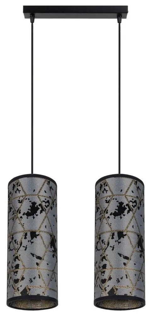 Csillár zsinóron AVALO 2xE27/60W/230V szürke/fekete