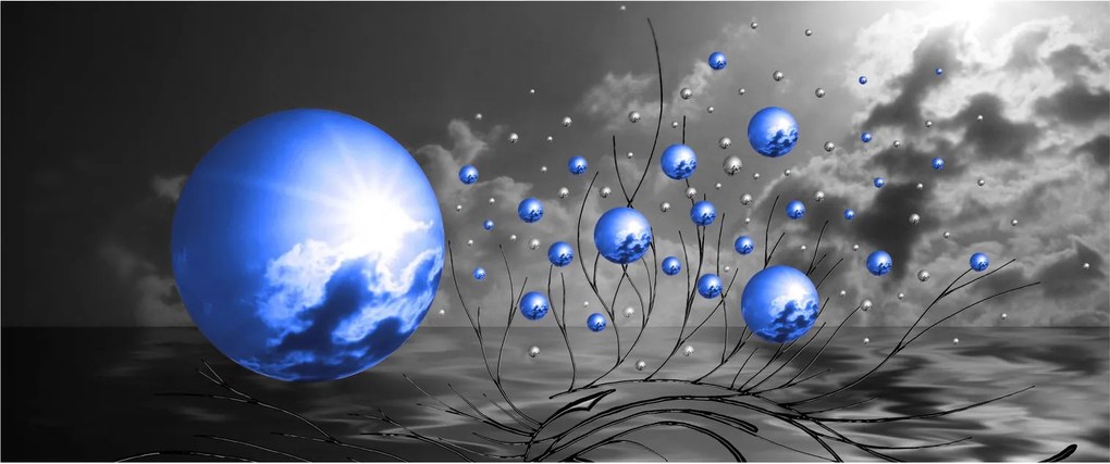 Világoskék gömbök képe (120x50 cm)