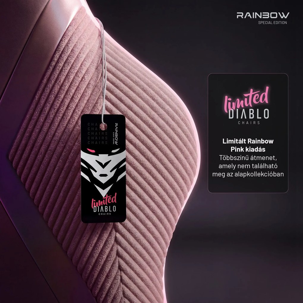 Gamer szék szövet rózsaszín Normal Size: Diablo X-Horn 2.0 Rainbow Pink