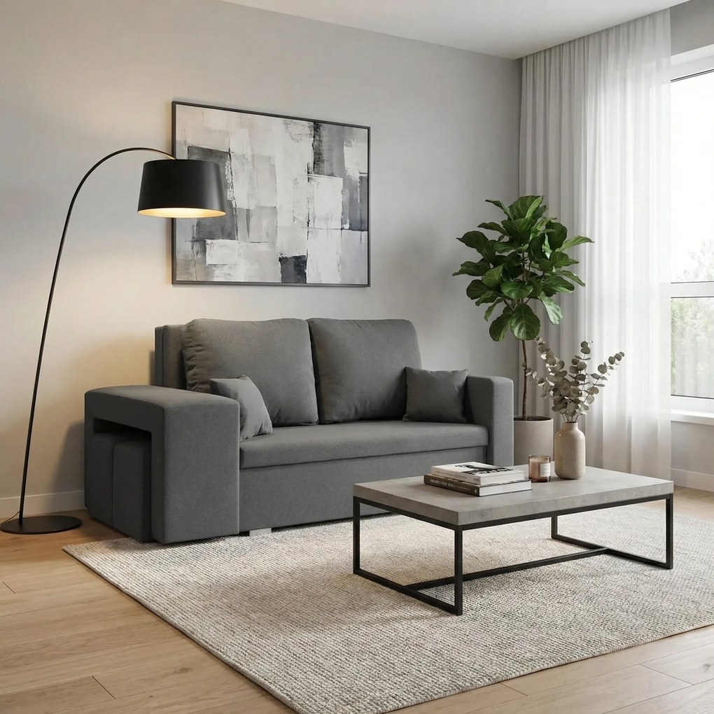 DOLAR2 Kétszemélyes kinyitható kanapé Világosszürke