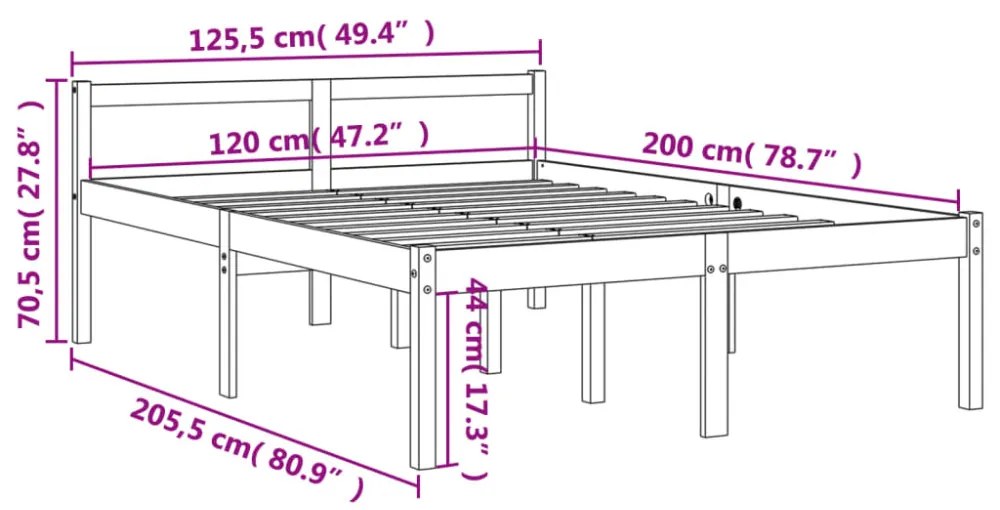 viaszbarna tömör fenyőfa időseknek való ágy 120 x 200 cm