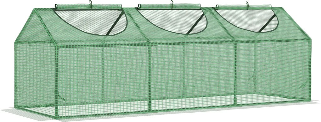 Outsunny Ablakkal Rendelkező Üvegház PE Üvegház Paradicsomház Hidegkeret 180 x 60 x 60 cm Zöld | Aosom