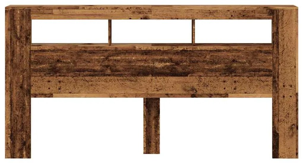 antik fa színű szerelt fa LED-es fejtámla 200x18,5x103,5 cm
