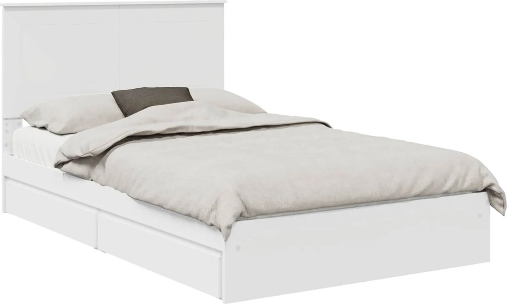 vidaXL Tárolós Ágy fejtámlával fiókkal Fehér 120 x 190 cm Faanyag