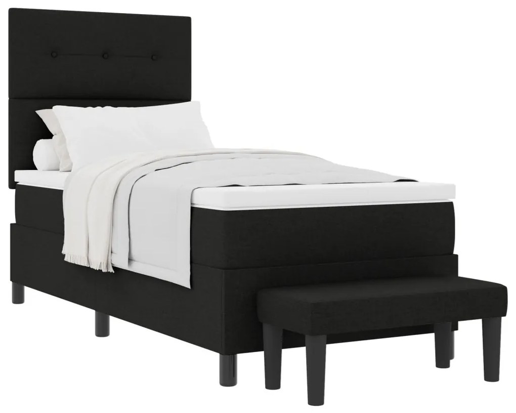 Box Spring Ágy Matraccal és Pad Fekete 90x190 cm Szövet