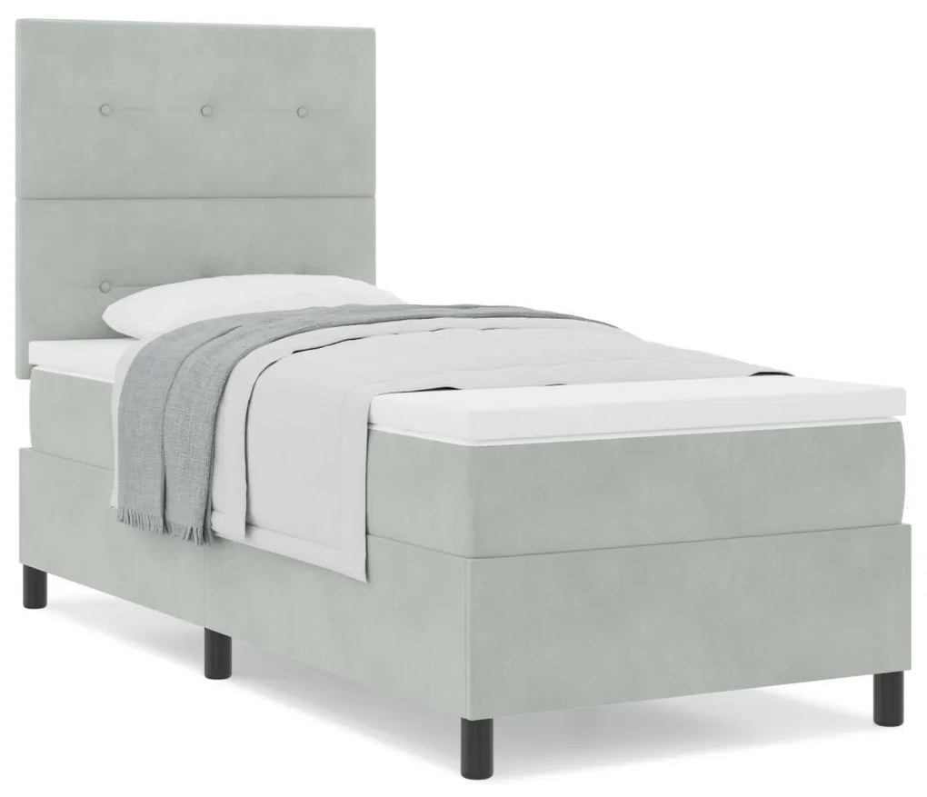 Boxspring Ágy Matrac Különböző Szürke Egyágyas Bársonyos
