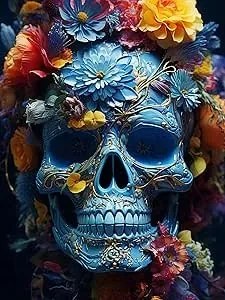 RK/MD18 Gyémántfestés 5D Kék koponya 30 x 40 cm.