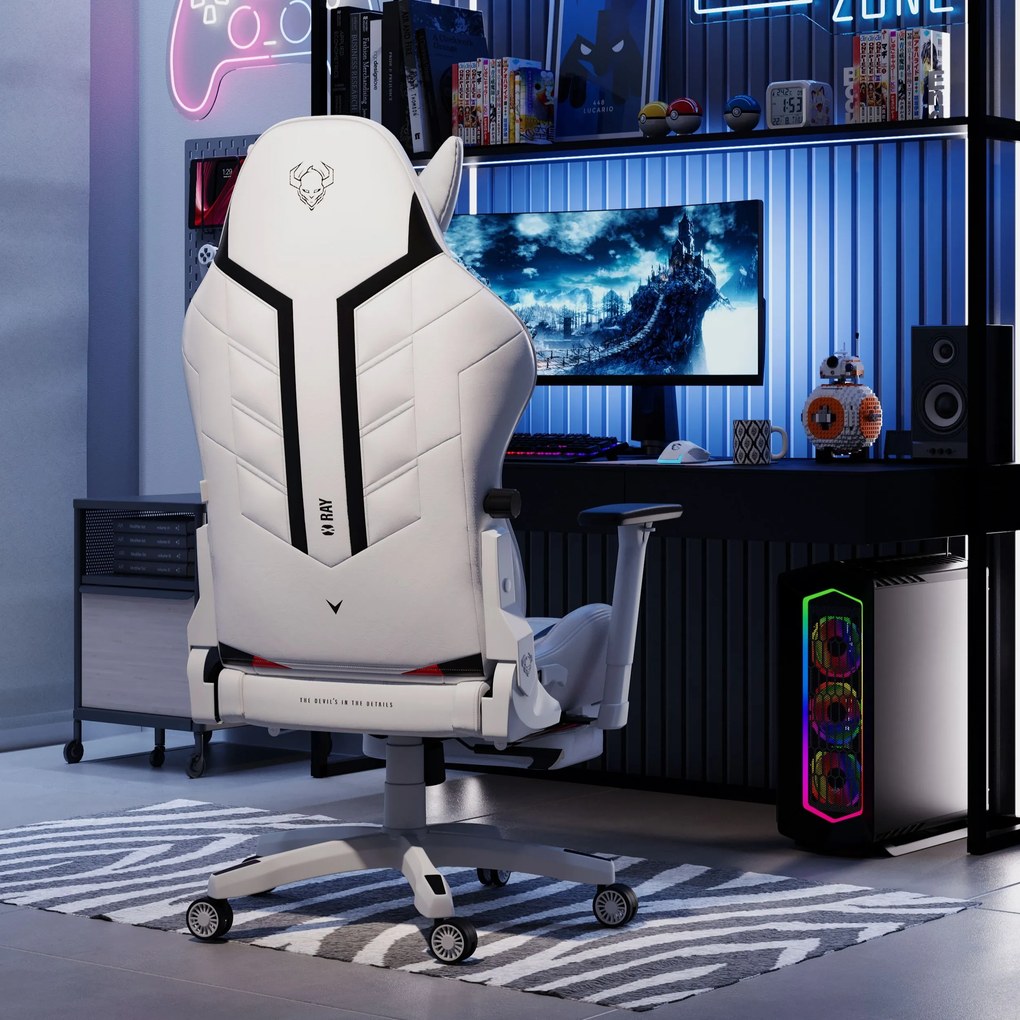Gamer szék műbőr Normal Size, fehér-fekete: Diablo X-Ray 2.0