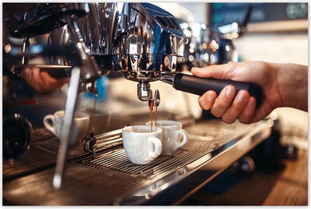 Poszterek 120x80 Barista tölti a kávét