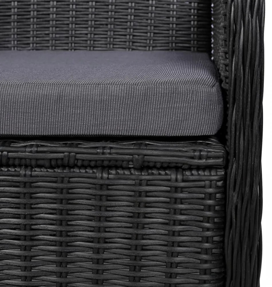7 részes fekete kültéri polyrattan étkezőgarnitúra