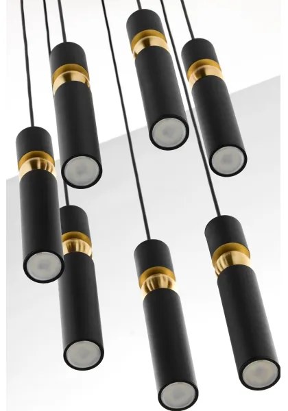 Jupiter 2015 - Csillár zsinóron ALAS 7xGU10/10W/230V fekete/arany