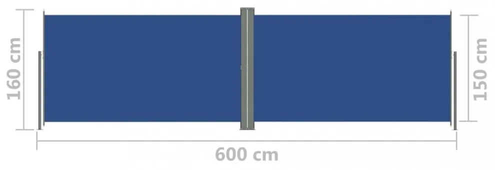 kék behúzható oldalsó napellenző 160 x 600 cm