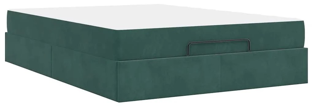 Ágykeret Sötétzöld 160 x 200 cm Bársony