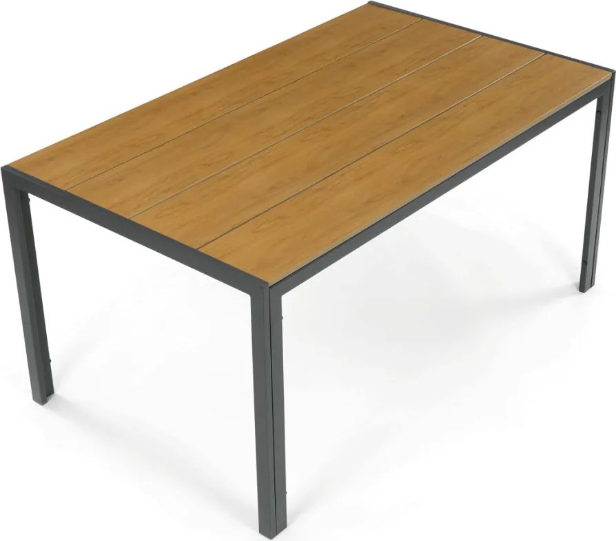 Kerti asztal 150x89 cm, fém, polywood, barna (tölgy), OAK
