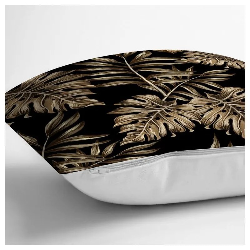 Golden Leafes With Black BG párnahuzat, 45 x 45 cm - Minimalist Cushion Covers