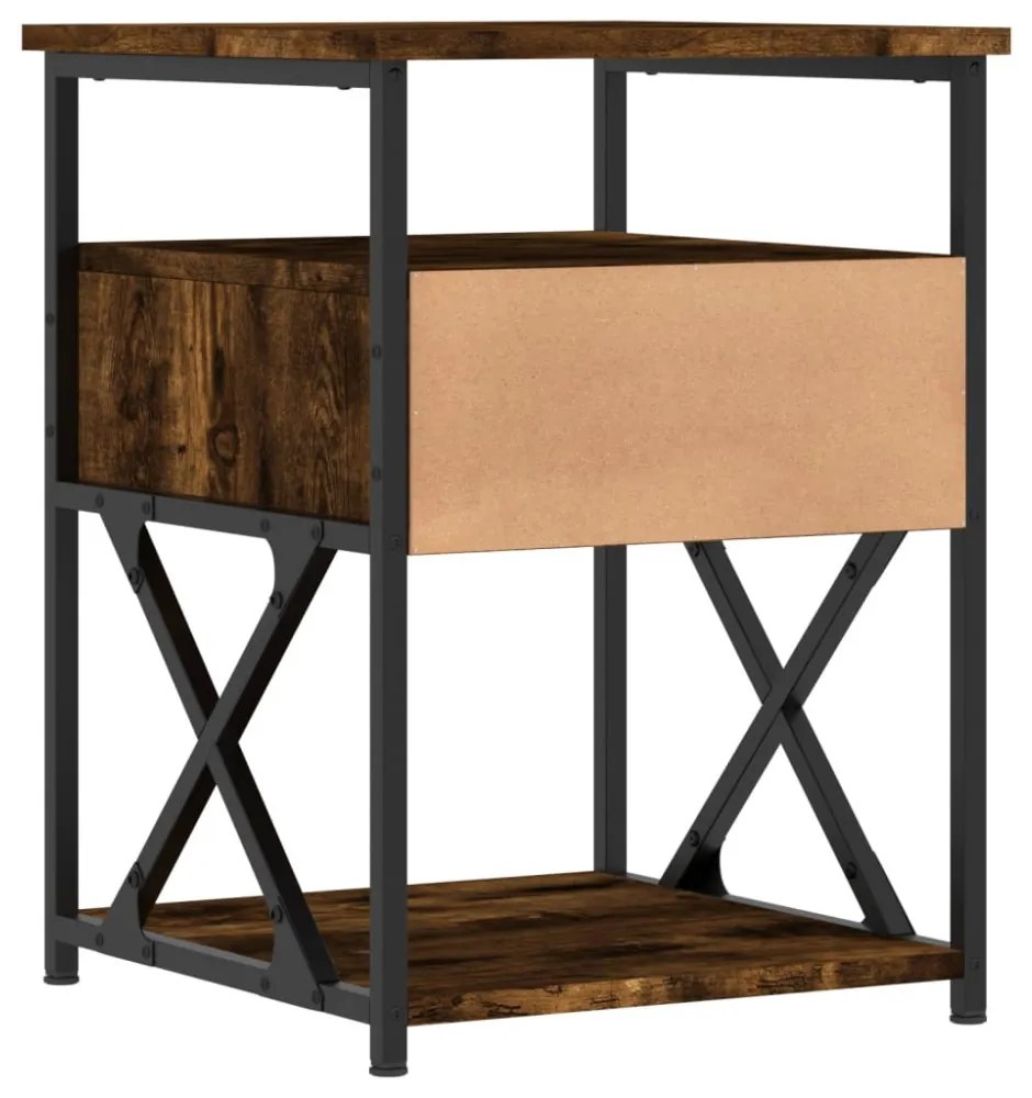 füstös tölgy színű szerelt fa éjjeliszekrény 40x42x55 cm