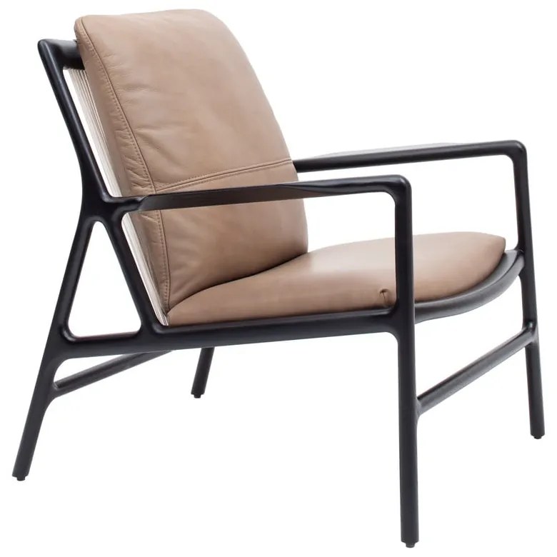 Fekete-bézs bőr fotel Dedo – Gazzda