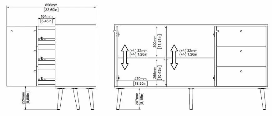 Fehér alacsony komód 149x82 cm Bodo – Tvilum