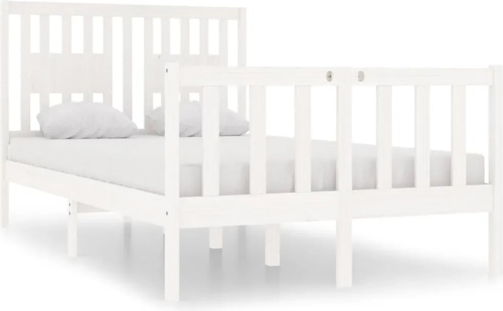 vidaXL Small Double fehér tömör fa ágykeret 120 x 190 cm