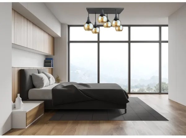 Felületre szerelhető csillár  SOMA 6xE27/60W/230V fekete/füstös bézs