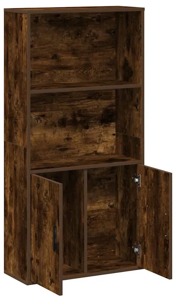 füstös tölgy színű szerelt fa könyvszekrény 60x24x120 cm