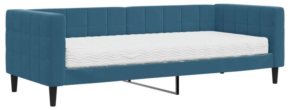 kék bársony heverő matraccal 80 x 200 cm