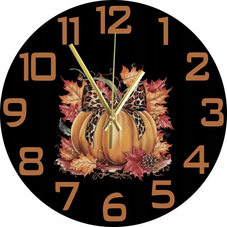 Dekoratív falióra Őszi vibe Halloween Sütőtök levelekkel 45 cm