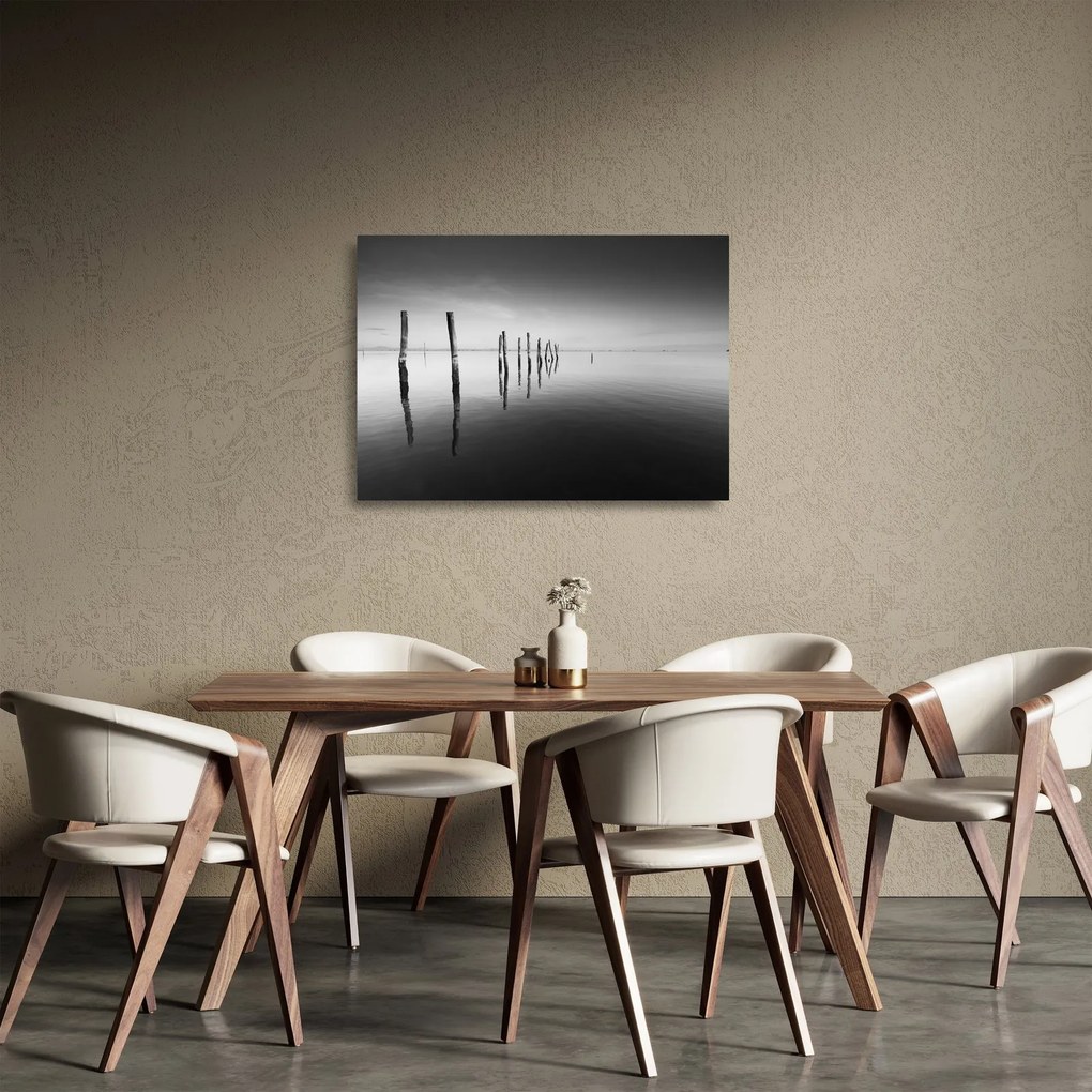 Egy fekete-fehér vízfelszín képe (üvegen) (70x50 cm)