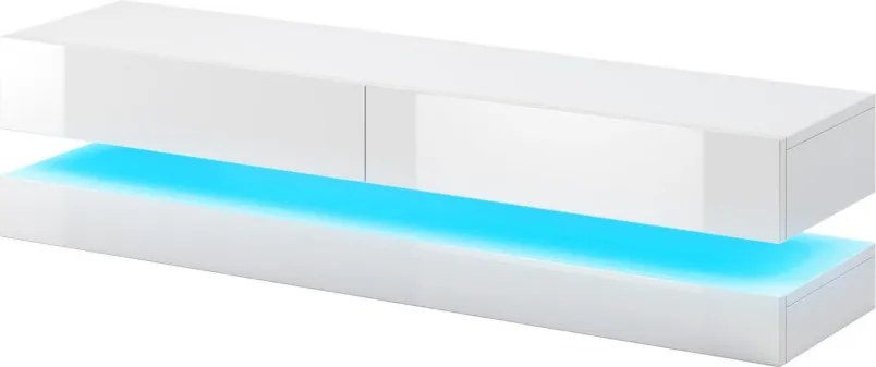 FLY 140 LE TV komód fehér/fehér magasfényű, LED világítással