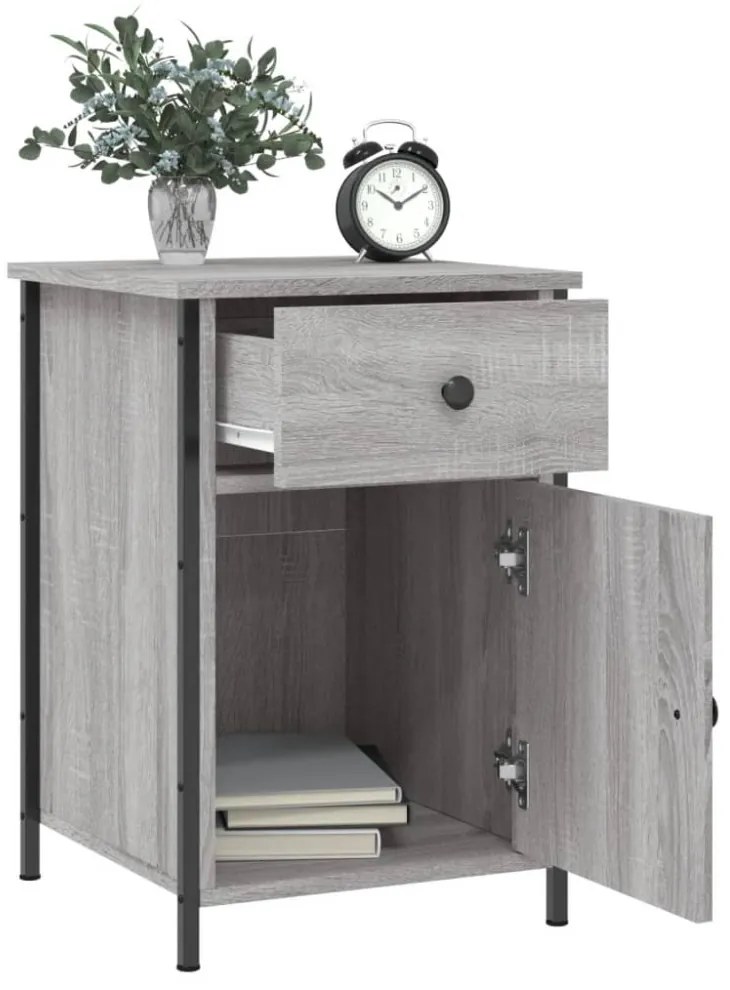 szürke sonoma színű szerelt fa éjjeliszekrény 40 x 42 x 60 cm