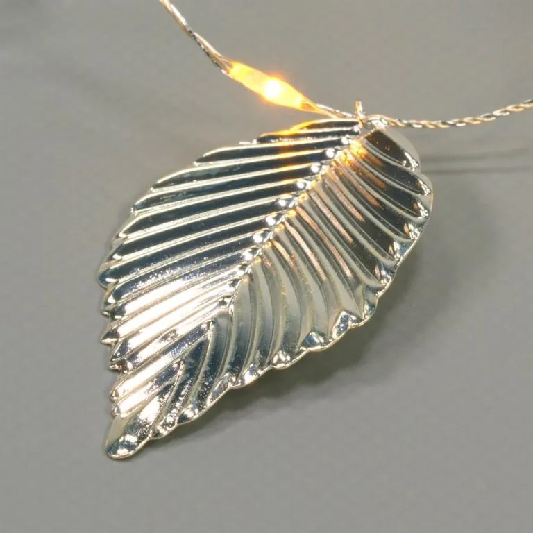 NEXOS Világító gyöngy arany levelek 20 LED meleg fehér