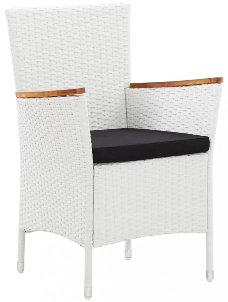 5 részes kültéri fehér polyrattan étkezőgarnitúra