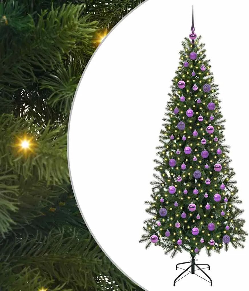vidaXL Mű karácsonyfa 300 LED-del állvánnyal Zöld 180 cm PE és PVC