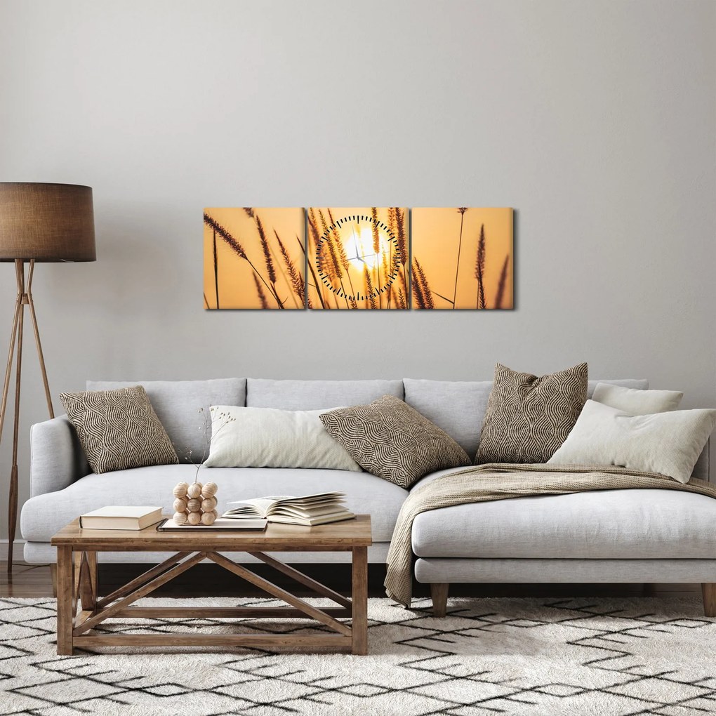 Kép - Füvek a napon (órával) (90x30 cm)