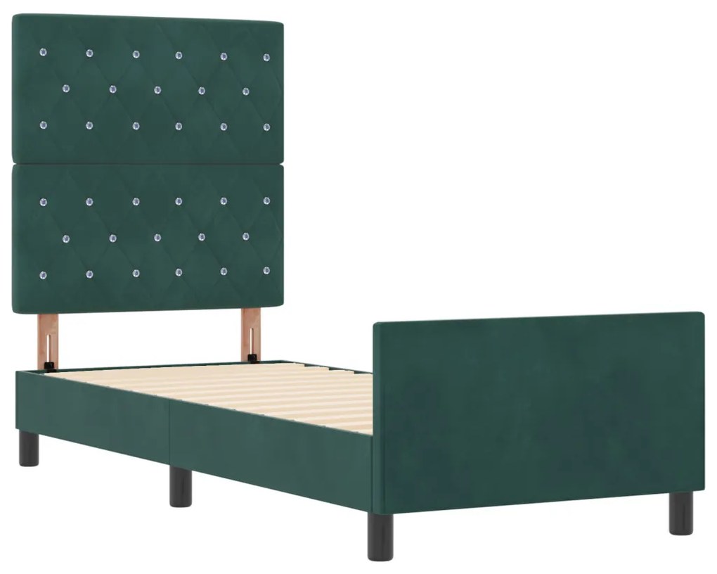 Ágykeret Sötét Zöld 80x200 cm Bársony