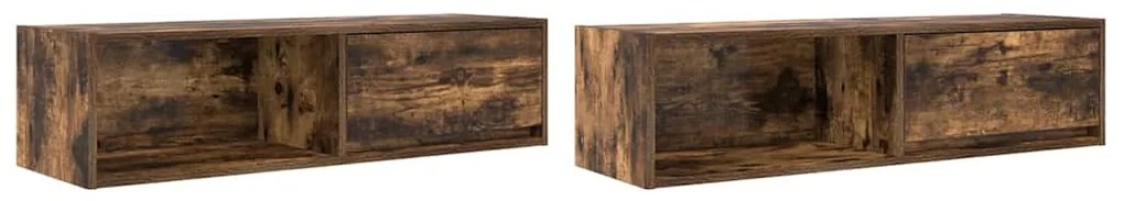 2 db füstös tölgy színű szerelt fa TV-szekrény 100x31x25,5cm