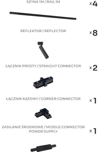 Zuma Line 3588 - LULU sínrendszerhez készült spotlámpa 8xGU10/35W/230V, fekete
