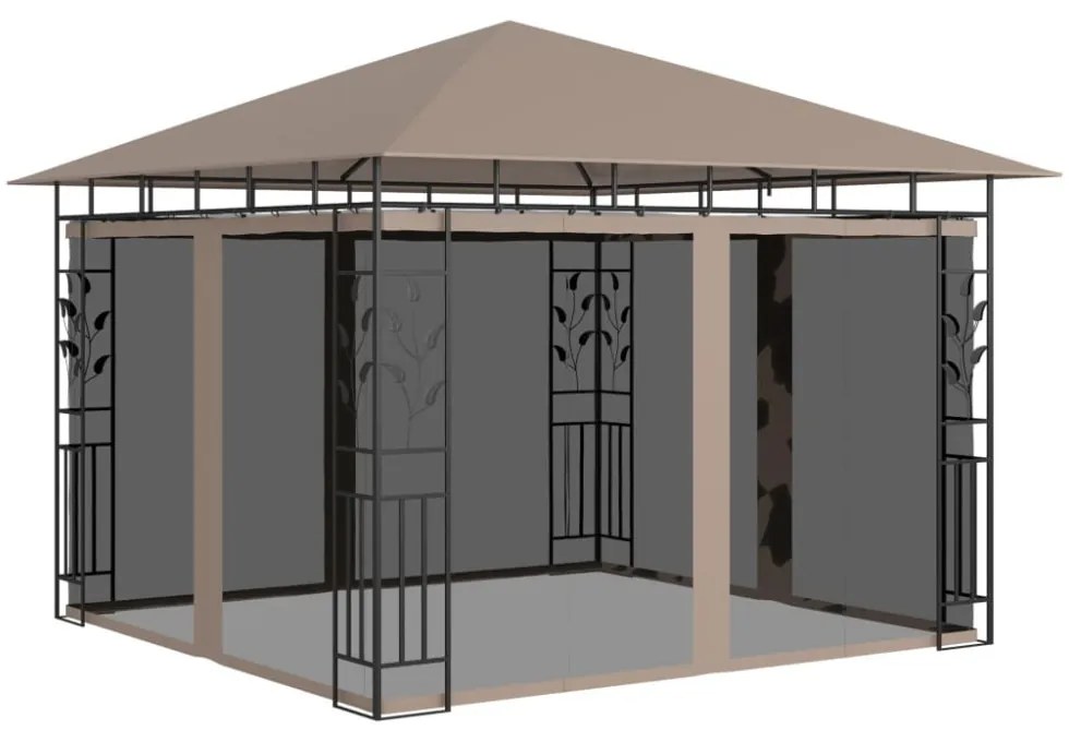vidaXL tópszínű pavilon szúnyoghálóval 3 x 3 x 2,73 m 180 g/m²