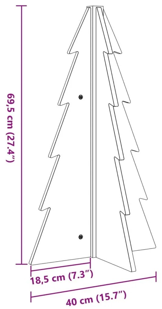tömör fenyőfa karácsonyfa-dekoráció 69,5 cm