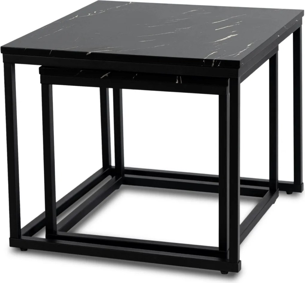 Dohányzóasztal szett fekete márvány hatású felülettel JUNO