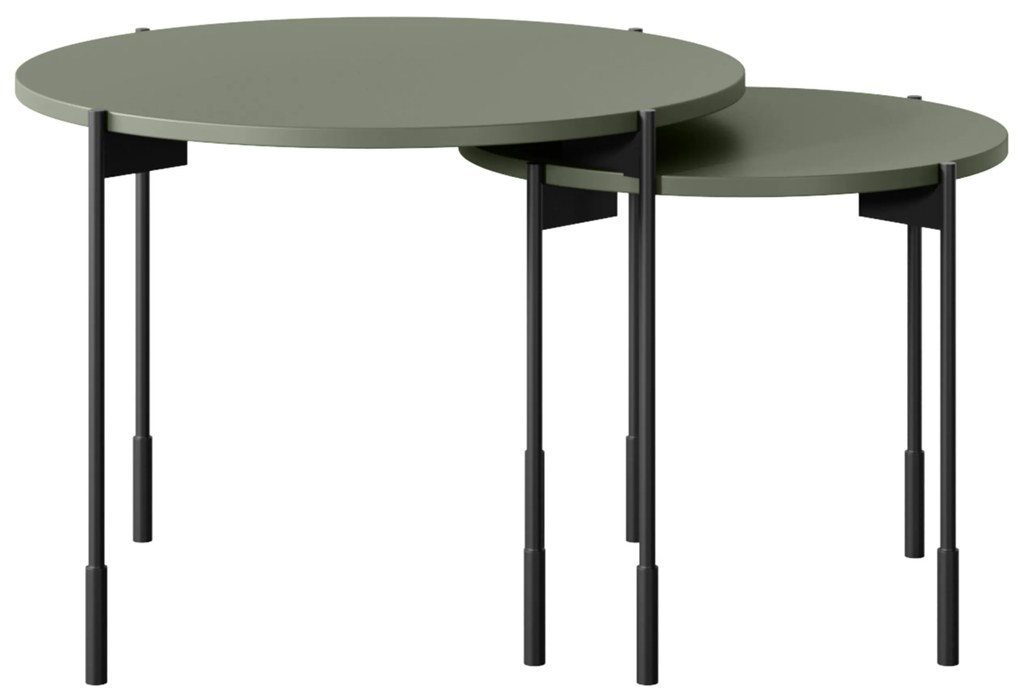 Sonatia dohányzóasztal 45 cm kerek fém lábakkal - olívazöld
