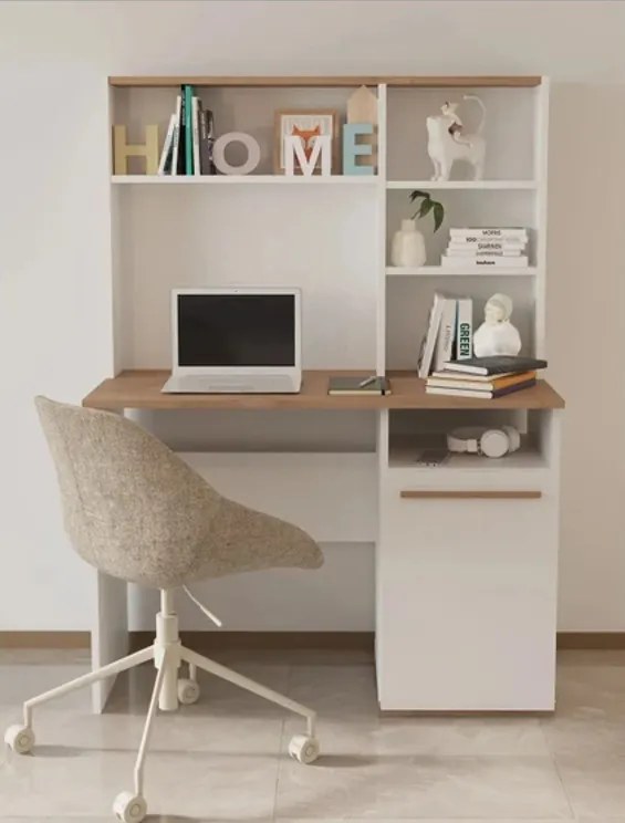 Polcos íróasztal fiókokkal tárolóval 110x50x74,5cm fehér FUR1230-1