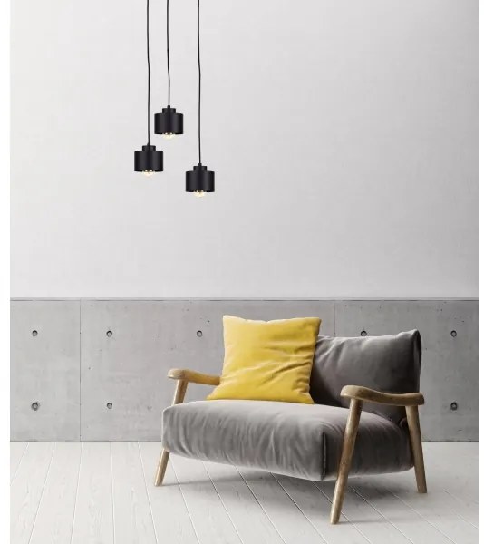 Csillár zsinóron SIMPLY BLACK 3xE27/60W/230V á. 32 cm