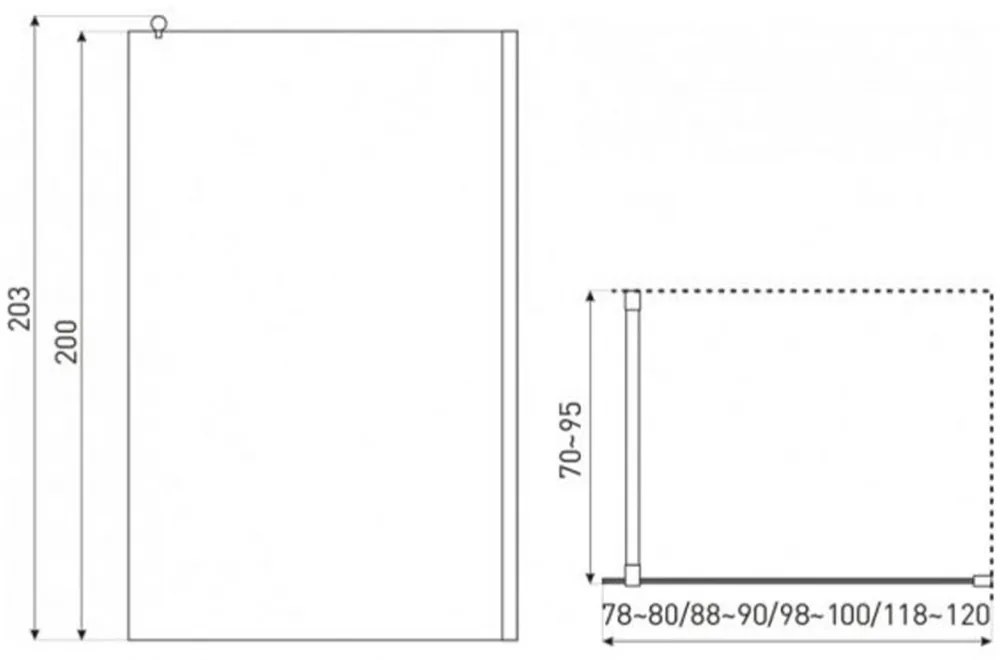 Alfa 100x200 cm Walk-In zuhanykabin