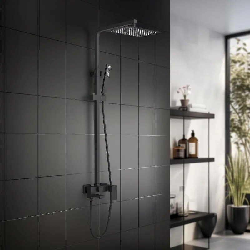 AREZZO design CUBEFIELD 3 funkciós zuhanyrendszer, fekete
